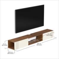 Unit Hiburan TV Modern Darien & Kabinet Hingga 55 inci Warna Maple Brown & Frosty dengan Rak Penyimpanan