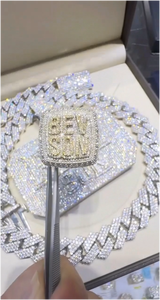 Pendentif Moissanite VVS personnalisé pour homme, en argent 925, avec lettre et nom, serti de pierres, passe le testeur de diamant, avec attache personnalisée, qualité usine - Product Image 3