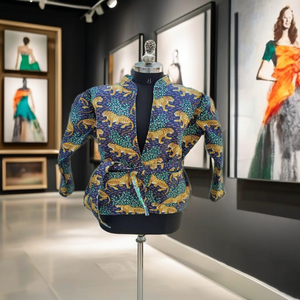 Veste matelassée en coton à imprimé floral pour femmes, élégante veste à imprimé animal, haut de gamme, pour le bureau, les fêtes, l'hiver, le printemps, l'automne, respirante - Product Image 1