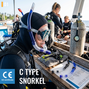 Aropec Snorkel professionnel en silicone avec valve de purge et embout semi-séché, équipement de plongée certifié CE - OEM/ODM/OBM - Product Image 2