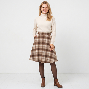 Jupes en flanelle pour femmes, longueur genou, en mélange de laine à carreaux, coupe décontractée, jupes décontractées pour l'hiver, jupes longues, jupes à carreaux longueur genou - Product Image 2