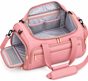 Bolsa de Viaje Rosa Personalizada, Bolsa Deportiva de Gran Capacidad, Bolsa de Gimnasio con Múltiples Bolsillos, Bolsa de Fin de Semana - Product Image 4