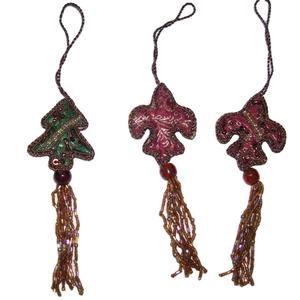 Adorno Navideño Circular de Alta Gama Hecho a Mano con Bordado a una Cara, Irrompible, con Forma de Estrella, Mariposa y Corazón, Elegante Bola de Navidad - Product Image 1