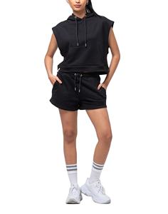 Ensemble short deux pièces tendance pour femme, été, vente en gros, personnalisé, manches courtes, capuche, poids lourd, spandex/polyester - Product Image 1