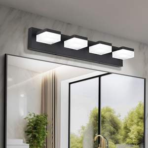 Dimmable 4-<b>Light</b> LED <b>Bathroom</b> Vanity <b>Light</b> 24W Cool White 6000K Matt <b>Black</b> <b>Bathroom</b> <b>Light</b> Fixtures - Product Image 3