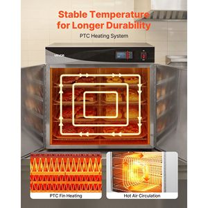 Scaldavivande Elettrico Commerciale a 4 Ripiani in Acciaio Inossidabile con Vassoio per Acqua, Armadio Riscaldante a Doppia Porta con Ripiani Regolabili - Product Image 3
