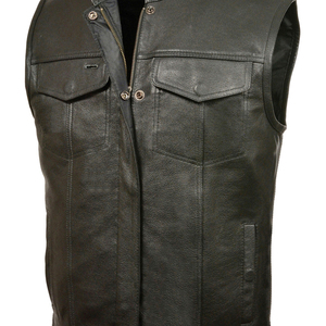 Gilet en cuir personnalisé pour motard, veste sans manches en cuir véritable pour homme, fabrication OEM ODM en gros - Product Image 5