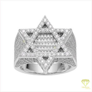 แหวนเพชรเงินแท้ 925 ดีไซน์ดาวซ้อน สำหรับผู้ค้าส่งเครื่องประดับปลีก - Product Image 2