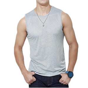 Men's ice silk mesh tanktop gym <b>stringer</b> fitness <b>vest</b> sleeveless muscle shirt transparent bodybuilding - Product Image 5
