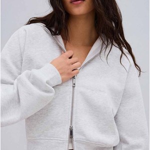 Ensemble de survêtement décontracté gris à capuche zippé pour femme, coupe ample, deux pièces, manches longues, couleur unie, toutes saisons, vêtements de sport - Product Image 2