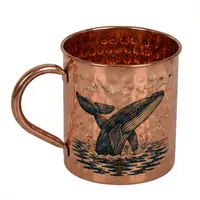Mug en cuivre martelé artisanal avec motif tortue marine, tasse à boire en cuivre pur, mug Moscow Mule, tasse en cuivre sur le thème de la faune marine