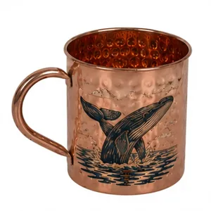Taza de Cobre Martillada a Mano con Diseño de Tortuga Marina, Taza de Cobre Puro para Beber, Taza Moscow Mule, Taza de Cobre con Vida Marina - Product Image 1