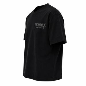 Men's <b>Collarless</b> Black Casual Short Sleeve T-<b>Shirt</b> Glitter Print Rhinestone Logo Front Breathable Summer Wear ODM Soft 100% - Product Image 4