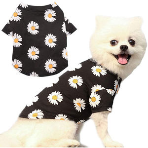 Camiseta Formal con Estampado de Margaritas para Perro, Camiseta de Verano para Mascotas, para Perros Pequeños y Medianos, Blusa Informal Negra para Cachorros - Product Image 1