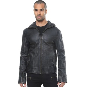 Veste Moto Homme en Cuir Véritable à Capuche avec Fermeture Éclair, en Peau de Mouton, Cuir de Vachette, Cuir de Buffle – Meilleur Prix Fournisseur (Vente en Gros) - Product Image 4