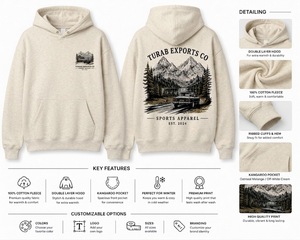 Sweat-shirt à capuche unisexe blanc en coton French Terry avec poche numérique, style décontracté streetwear hiver, épaules tombantes, 300 GSM, ODM - Product Image 3