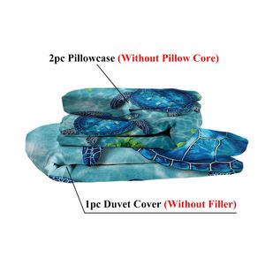 Set Copripiumino 3 Pezzi Tartaruga Marina Blu Acquerello, Biancheria da Letto con Tartaruga Tropicale Subacquea e Federe - Product Image 4