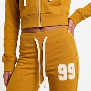 Conjunto Deportivo de Dos Piezas para Mujer, Sudadera con Capucha Ligera de Algodón con Cierre, Forro Polar, Resistente al Viento, Transpirable, Ecológico, Estilo Casual Urbano - Product Image 4