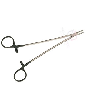 Pinza Portaagujas Debakey de Precisión de 8 Pulgadas, de Acero Inoxidable con Recubrimiento Negro, Mango Anular, Certificación CE, Herramienta Quirúrgica para Sutura - Product Image 1