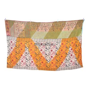 New Design Ethnic Vintage Reversible Cotton Kantha <b>Quilts</b> Gudri Indian Reversible Hand Stitched Heavy Throw Old Sari Blanket - Product Image 1