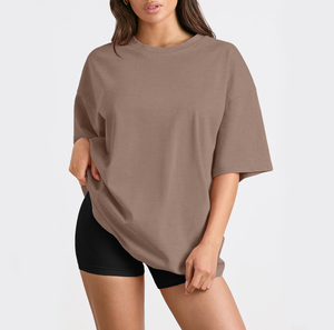 Camiseta de algodón grueso personalizada estilo streetwear, lisa, oversize, con hombros caídos, para hombre y mujer, de corte holgado. - Product Image 5