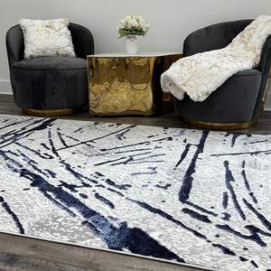 Shifra Luxury Area Rug Gris con Azul Marino Diseño Abstracto Conjunto de Calidad Premium - Product Image 6