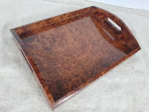 Magnifique plateau de service en bois fait main avec poignées pour table basse, plateau décoratif rustique - Product Image 4