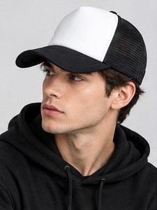 Casquette Trucker Unisexe en Maille 6 Panneaux Réglable Snapback Décontractée Respirante Imperméable Été Extérieur Noir Blanc Broderie 3D - Product Image 6
