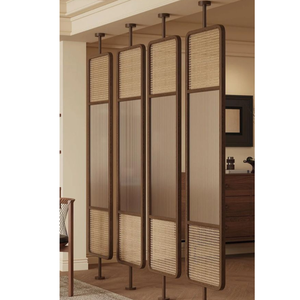 ฉากกั้นห้องสถาปัตยกรรมแบบแขวน ทำจากไม้สักแท้และหวายสานด้วยมือ - Product Image 1