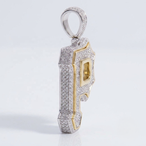 Colgante de Letra P Personalizado en Plata 925 Chapada en Oro con Moissanita VVS de Dos Tonos, Diseño 3D Iced Out, Estilo Hip Hop, Inicial, Regalo OEM ODM - Product Image 3