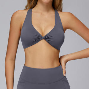 Twist Front Sports Bra <b>Crop</b> <b>Top</b> with Medium <b>Support</b> for Women Yoga Workout Sports Bra For Women - Product Image 4