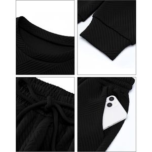 2025สำหรับเลานจ์ชุดเสื้อผ้า2ชิ้นสำหรับผู้หญิง XS แขนยาวแบบสวมหัวกางเกงขากว้างพื้นผิวชุดอยู่บ้านสั่งซื้อขั้นต่ำ2ชิ้น - Product Image 5