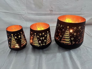 Lanternes porte-bougies en fer noir faites à la main Sonnet Decor avec motif hibou découpé, résistantes à la chaleur, ensemble de décoration de Noël pour la maison - Product Image 3