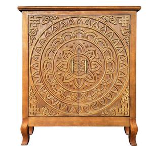 Armoire de rangement en bois sculptée à la main avec motif mandala - Product Image 6