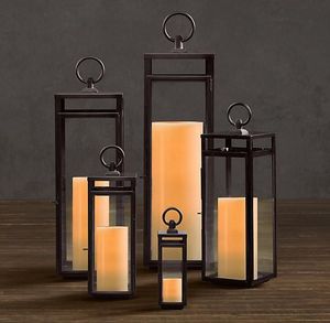 <b>Tall</b> metal candle <b>lantern</b> floor standing design indoor outdoor decor lighting elegant home decorative accent piece - Product Image 5