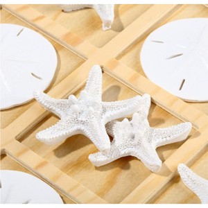 Jeu de Tic-Tac-Toe en Bois Thème Nautique Plage Océan avec Étoile de Mer et Dollar de Sable, Décoration de Table Basse Coastale - Product Image 3