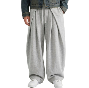 Custom Wholesale Casual Acid Wash Heavyweight Breathable <b>Baggy</b> <b>Trousers</b> Cotton Wide Leg Pants for <b>Men</b> - Product Image 1