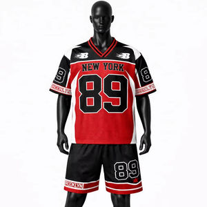 Nueva Camiseta de Fútbol Americano Personalizada de Manga Corta, Colores Personalizados, Malla Degradada, Forma Cuadrada, 100% Poliéster - Product Image 1