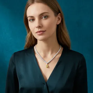 Collar de tenis de lujo con diamantes cultivados en laboratorio, colgante de pera de corte elegante, cadena de diamantes con corte marquesa personalizado, con diamantes de laboratorio de corte elegante. - Product Image 5