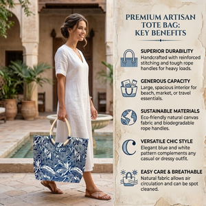 Sac de shopping élégant en jute avec longues poignées et fermeture éclair |   Sac fourre-tout personnalisé sans azo, imprimé floral, pour la plage et les courses - Product Image 5