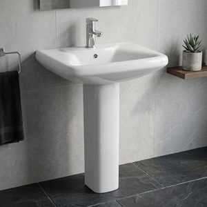 White Ceramic Pedestal Wash Basin Vinus Lavabo Sink Set for Hair Salon Bathroom Commercial Floor Standing - Product Image 5