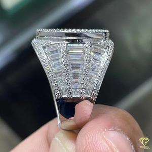 Iced Out Moissanite Diamond Oval Ring For Men Luxury Statement Jewelry - Product Image 4