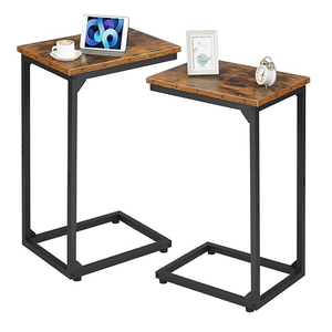 C-Shaped Side <b>Table</b>, Bedside <b>Table</b> Set of 2, <b>Sofa</b> <b>Table</b> for Small Spaces, Coffee <b>Table</b> with Metal Frame for Living Room, Bedroom - Product Image 1