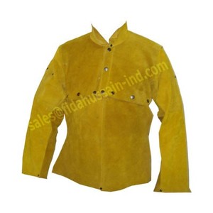Chaqueta de Soldadura Unisex Ecológica de la Mejor Calidad con Mangas y Pechera de Cuero Vacuno, Tallas y Logotipo Personalizables - Product Image 4