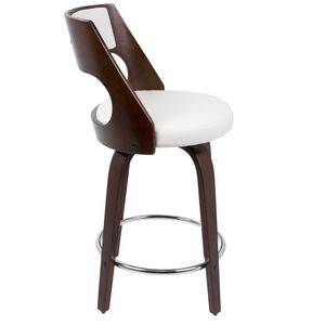 Set di 2 Sgabelli da Bancone Cecina, Design Girevole Stile Mid-Century Moderno in Ciliegio e Ecopelle Bianca per Arredamento Bar - Product Image 3