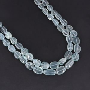 Collier classique en aquamarine naturelle à double rangée, bijoux de mode unisexe - Product Image 2