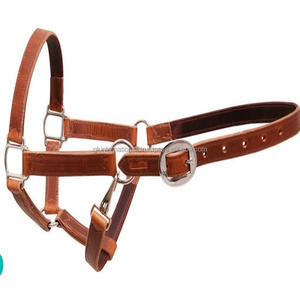 Tan marron Double épaisseur selle cuir cheval licou produits de course équestre anglais cuir licou pour chevaux - Product Image 1