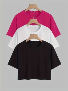 เสื้อยืดแขนสั้นสีชมพู คอกลม ทรงปกติ ผ้าถัก สีพื้น เรียบง่าย สไตล์ลำลอง เสื้อผู้ชาย ใส่สบายๆ รับสกรีนโลโก้ เสื้อยืดผู้ชาย - Product Image 5