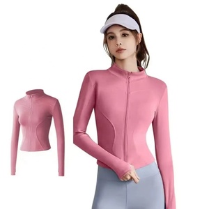 Camiseta de yoga transpirable de secado rápido para mujer, chaqueta de manga larga con cremallera frontal, ropa ajustada para correr y yoga - Product Image 4