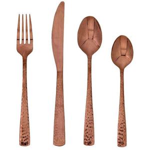 Juego de cubiertos de vajilla chapada en cobre con mango martillado más vendidos, tenedores, cucharas, cuchillos, juegos de cubiertos de acero inoxidable para hoteles - Product Image 1